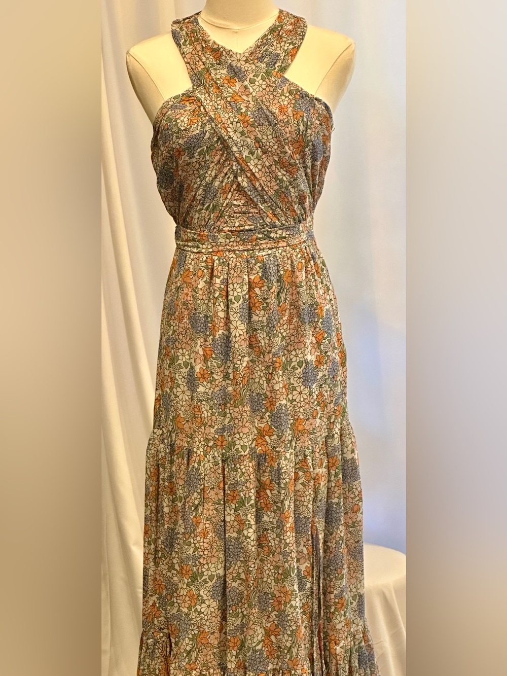 Veronica Beard NWT Floral Halter Maxi Dress Size 0 XS | Side Slit - Picture 3 of 12